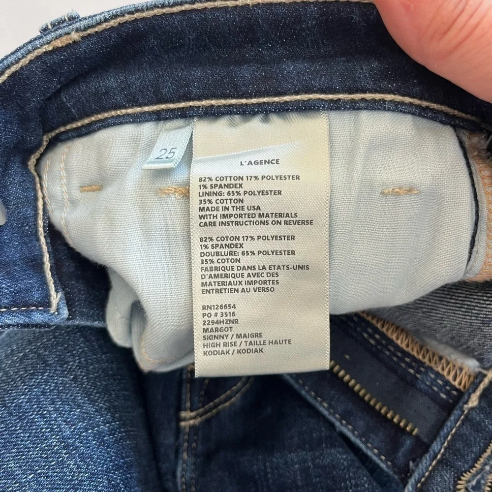 L’agence Women Margot High Rise Skinny Jeans Fray Ankle Hem Blue Size 25